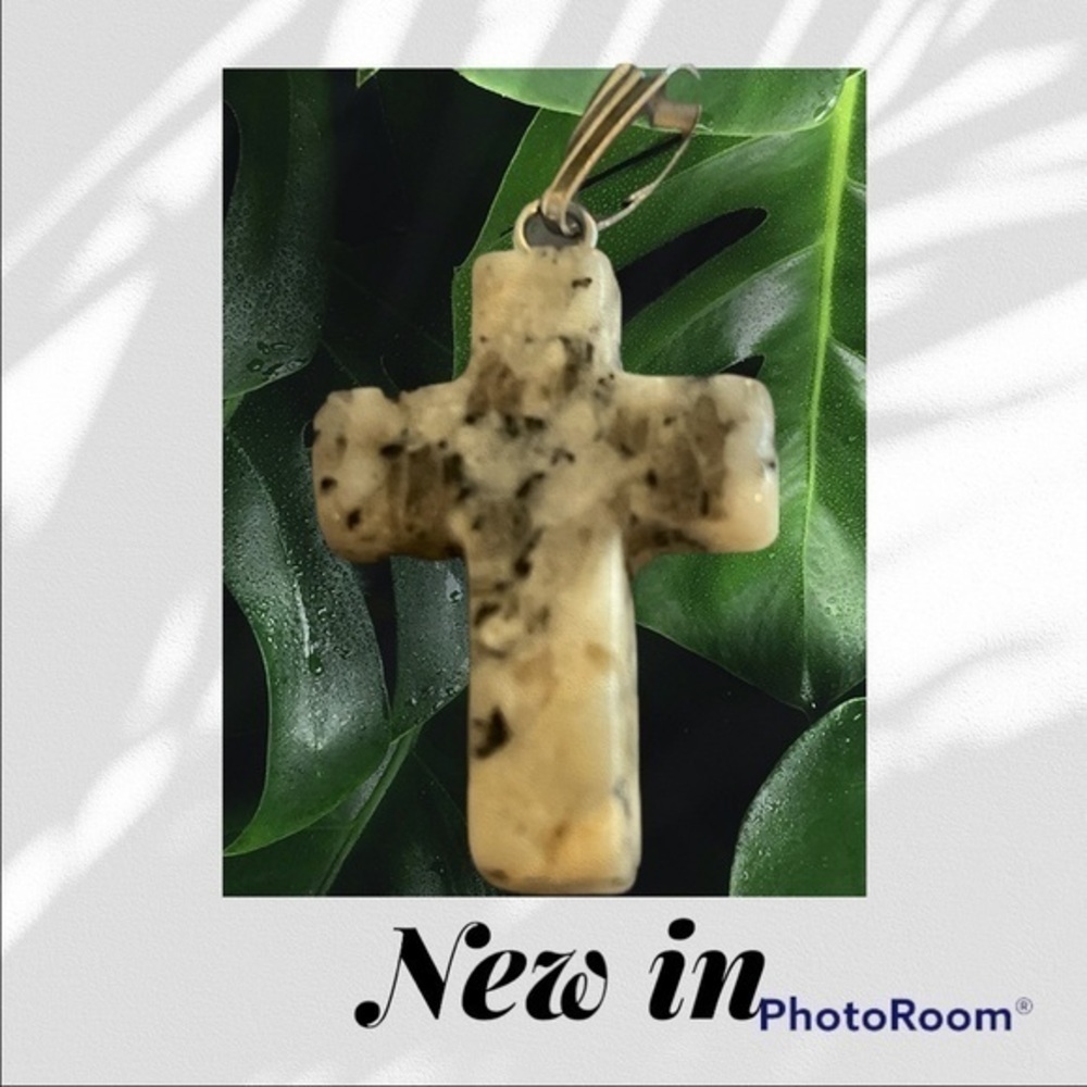 Handmade Natural cross gemstone necklace-white marble
